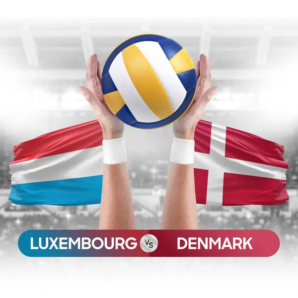 Luxembourg vs Denmark national teams volleyball volley ball match competition concept.
