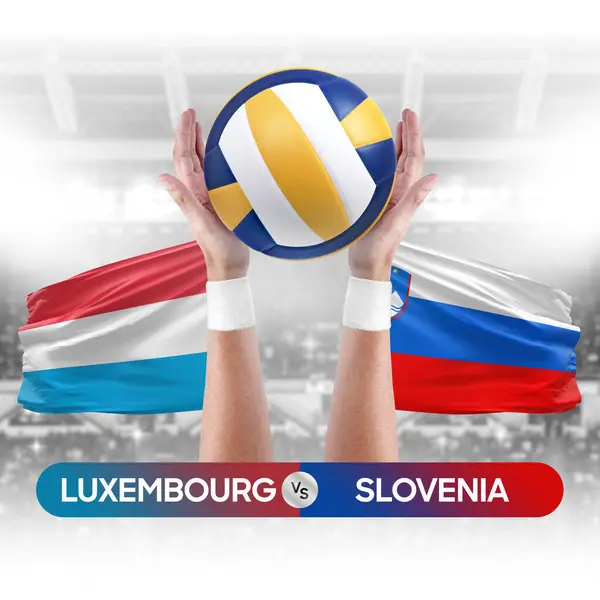 Lüksemburg Slovenya milli takımlarına karşı voleybol voleybol maçı konsepti.