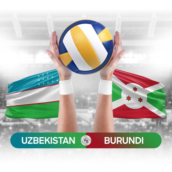 stock image Uzbekistan vs Burundi national teams volleyball volley ball match competition concept.