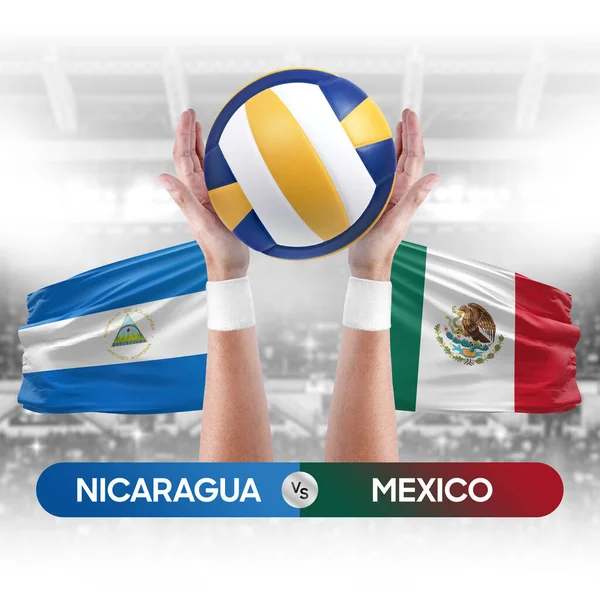 Nicaragua vs Mexico national teams volleyball volley ball match competition concept.