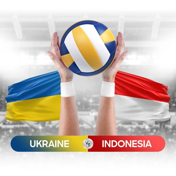 Ukraine Indonésie Équipes Nationales Volley Ball Match Concept Compétition — Photo