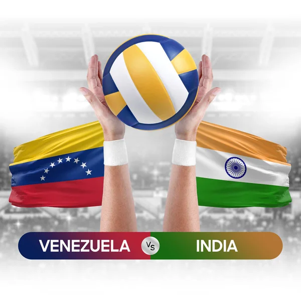 stock image Venezuela vs India national teams volleyball volley ball match competition concept.