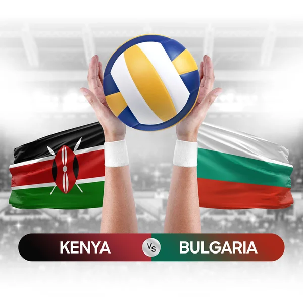 Kenya, Bulgaristan milli takımlarına karşı voleybol voleybol maçı konsepti.