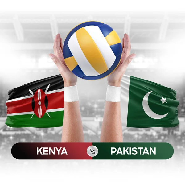 Kenya, Pakistan milli takımlarına karşı voleybol voleybol maçı konsepti.