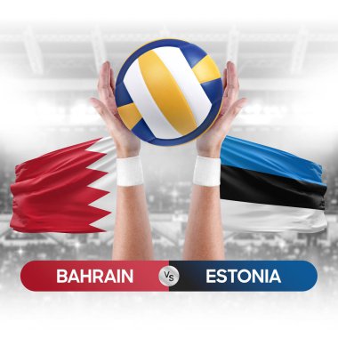Bahreyn, Estonya milli takımlarına karşı voleybol voleybol maçı konsepti.