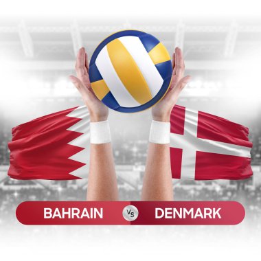 Bahreyn Danimarka milli takımlarına karşı voleybol voleybol topu yarışma konsepti.