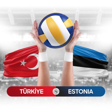 Türkiye, Estonya milli takımlarına karşı voleybol voleybol maçı konsepti.