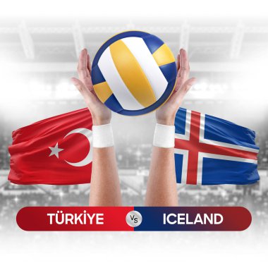 Türkiye İzlanda milli takımlarına karşı voleybol voleybol maçı konsepti.