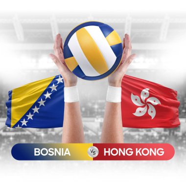 Bosna, Hong Kong milli takımlarına karşı voleybol voleybol maçı konsepti.