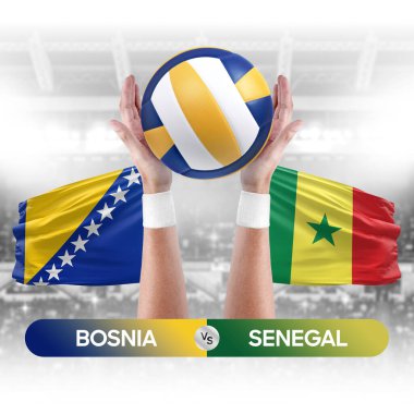 Bosna, Senegal milli takımlarına karşı voleybol voleybol maçı konsepti.