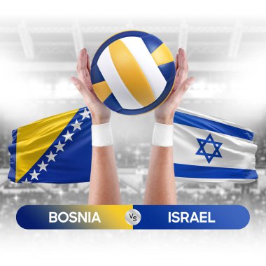 Bosna, İsrail milli takımlarına karşı voleybol voleybol maçı konsepti.