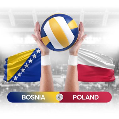 Bosna-Polonya milli takımları voleybol voleybol karşılaşması konsepti.