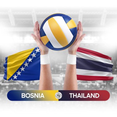 Bosna, Tayland milli takımlarına karşı voleybol voleybol maçı konsepti.