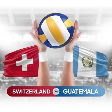 İsviçre, Guatemala milli takımlarına karşı voleybol voleybol maçı konsepti.