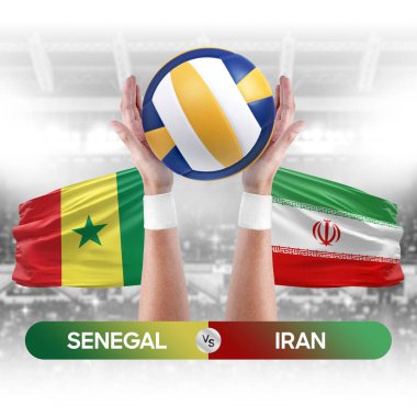 Senegal, İran milli takımlarına karşı voleybol voleybol maçı konsepti.