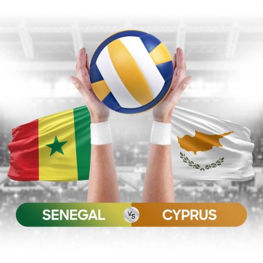 Senegal, Kıbrıs Rum Kesimi milli takımlarına karşı voleybol voleybol topu yarışma konsepti.