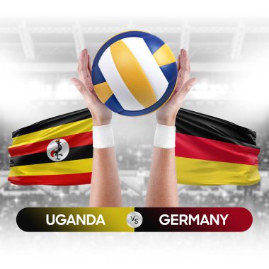 Uganda Almanya 'ya karşı milli takımlar voleybol voleybol topu yarışma konsepti.