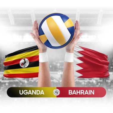 Uganda Bahreyn milli takımlarına karşı voleybol voleybol topu yarışma konsepti.