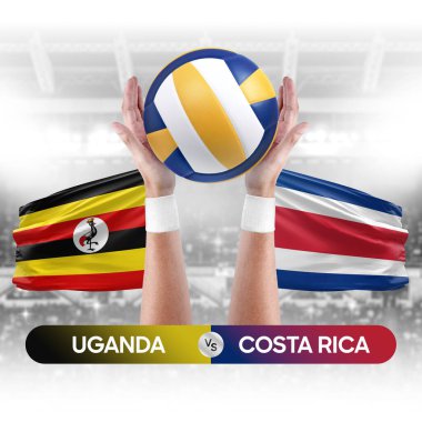 Uganda Kosta Rika milli takımlarına karşı voleybol voleybol topu yarışma konsepti.