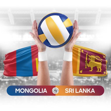 Moğolistan, Sri Lanka milli takımlarına karşı voleybol voleybol topu yarışması konsepti.