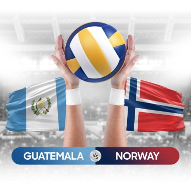 Guatemala, Norveç milli takımlarına karşı voleybol voleybol maçı konsepti.