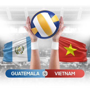 Guatemala, Vietnam milli takımlarına karşı voleybol voleybol maçı konsepti.