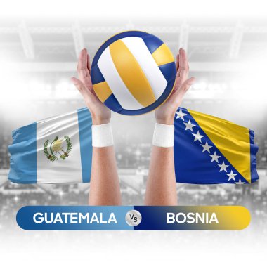 Guatemala Bosna milli takımlarına karşı voleybol voleybol topu yarışma konsepti.