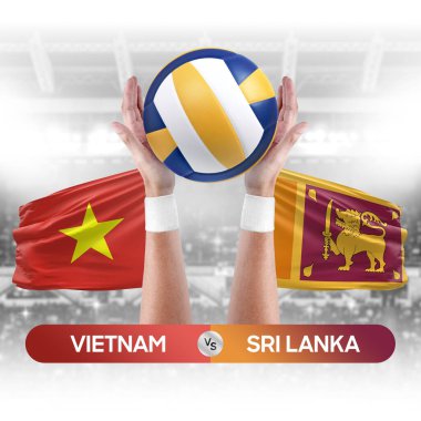 Vietnam, Sri Lanka milli takımlarına karşı voleybol voleybol topu yarışma konsepti.