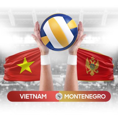 Vietnam, Karadağ milli takımlarına karşı voleybol voleybol maçı konsepti.