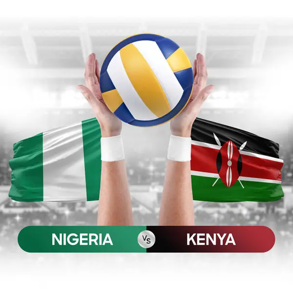 Nijerya Kenya milli takımlarına karşı voleybol voleybol topu yarışma konsepti.