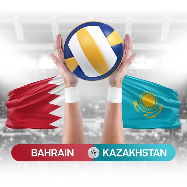 Bahreyn Kazakistan milli takımlarına karşı voleybol voleybol topu yarışma konsepti.