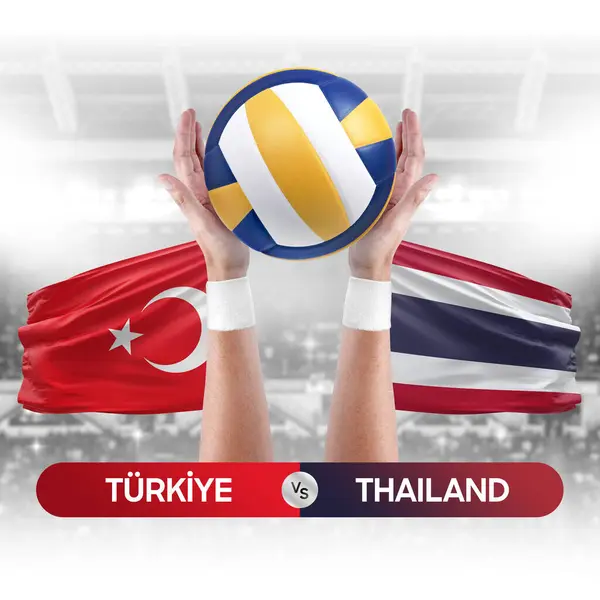 Turkiye vs Thailand national teams volleyball volley ball match competition concept.