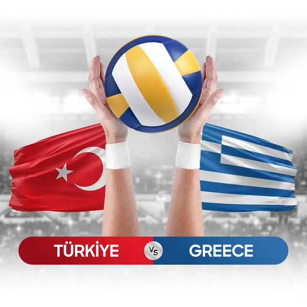 Türkiye Griechenland Nationalmannschaften Volleyball Spielkonzept — Stockfoto