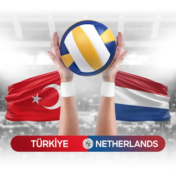 Turkiye Netherlands Nationalmannschaften Spielkonzept Für Volleyball Wettkämpfe — Stockfoto