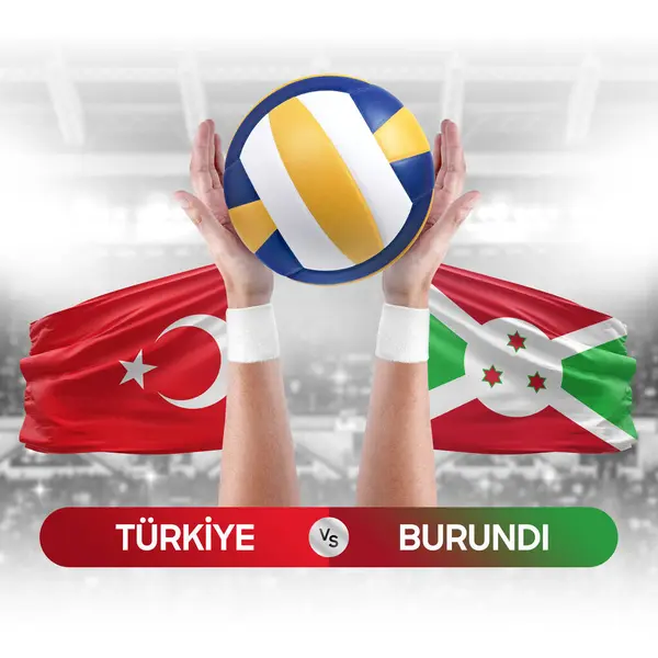 Turkiye对布隆迪国家队排球比赛概念 — 图库照片