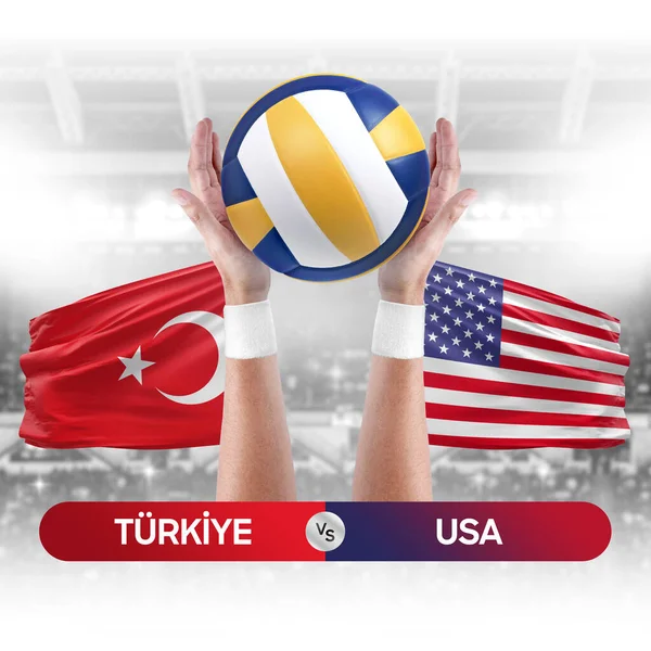 Turkiye对美国国家足球队排球比赛理念 — 图库照片