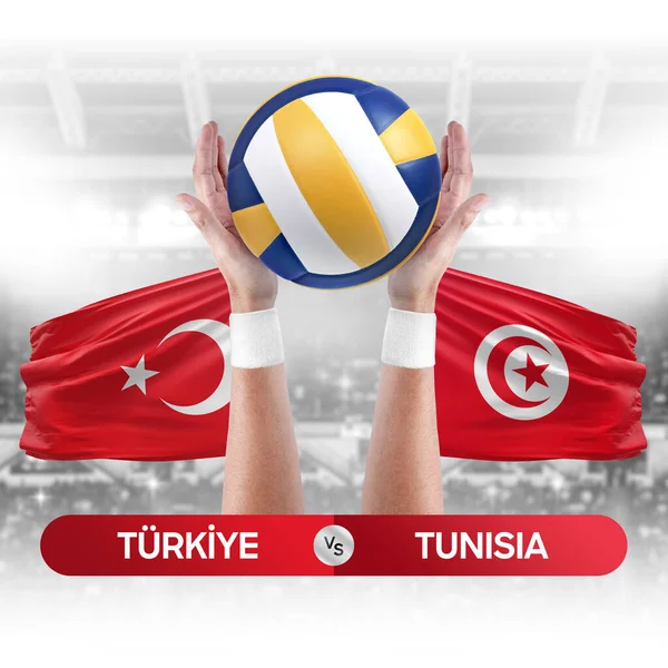 Turkiye对突尼斯国家队排球比赛概念 — 图库照片
