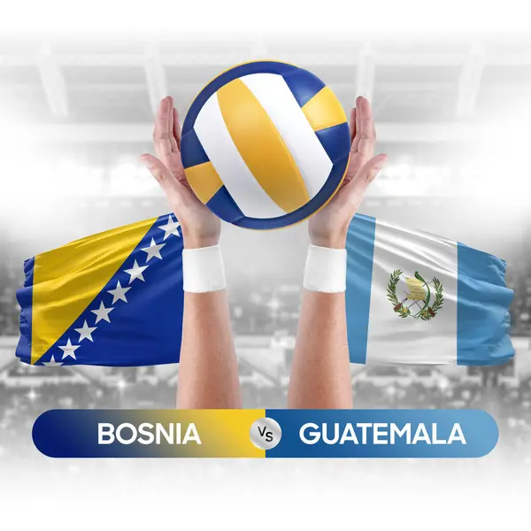 Bosna, Guatemala milli takımlarına karşı voleybol voleybol topu yarışma konsepti.