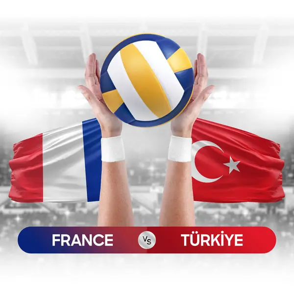 Frankreich Türkiye Nationalmannschaften Spielkonzept Für Volleyball Wettkämpfe — Stockfoto