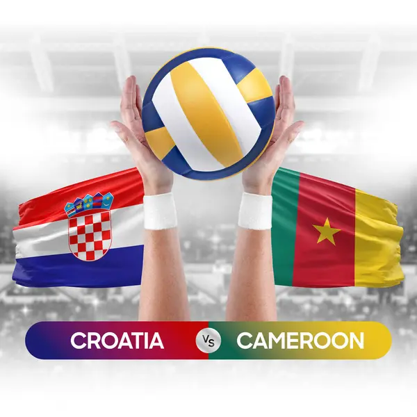 Croatia vs Cameroon national teams volleyball volley ball match competition concept.