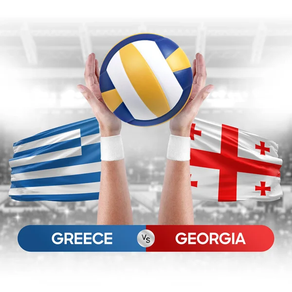 Greece vs Georgia national teams volleyball volley ball match competition concept.