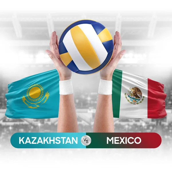 Kazakhstan vs Mexico national teams volleyball volley ball match competition concept.