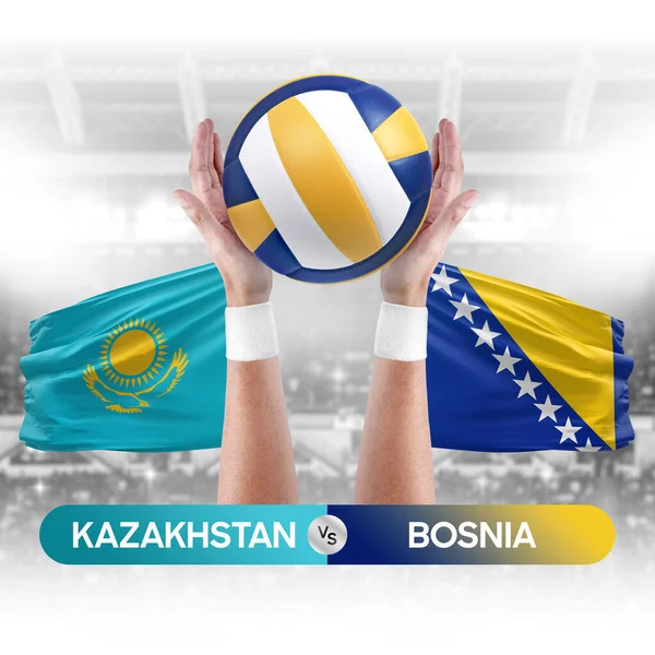 Kazakhstan vs Bosnia national teams volleyball volley ball match competition concept.