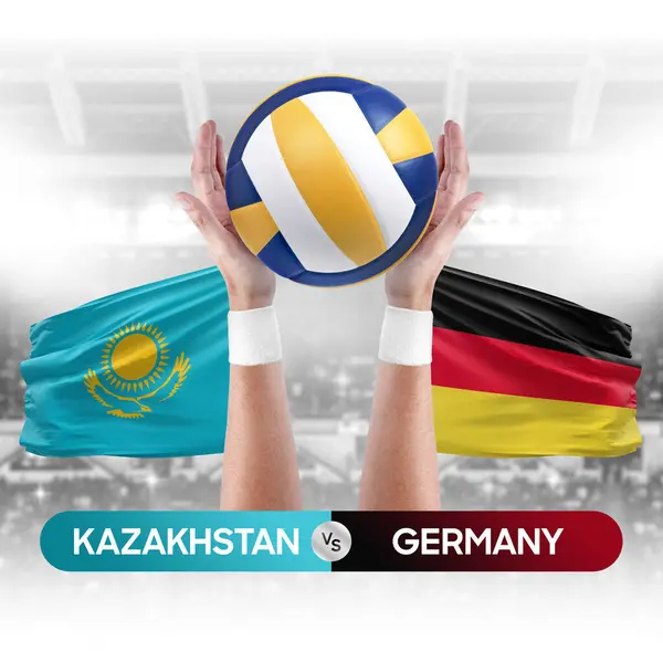 Kazakhstan vs Germany national teams volleyball volley ball match competition concept.