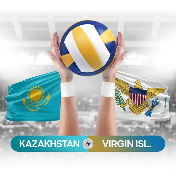 Kazakhstan vs Virgin Islands national teams volleyball volley ball match competition concept.
