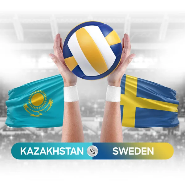Kazakhstan vs Sweden national teams volleyball volley ball match competition concept.