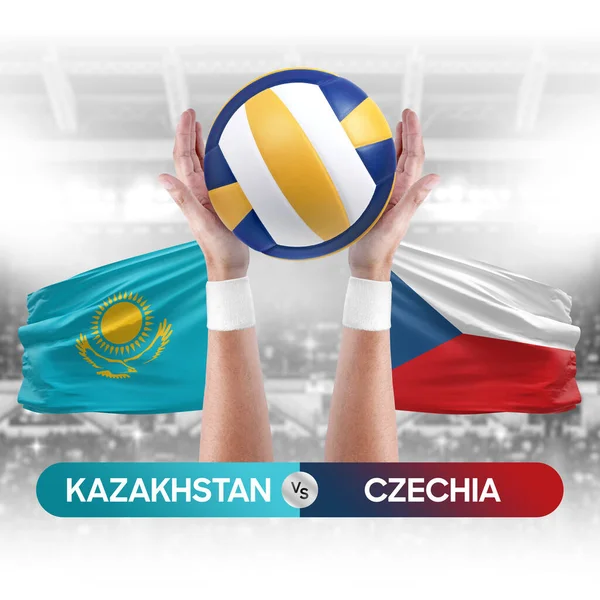 Kazakhstan vs Czechia national teams volleyball volley ball match competition concept.