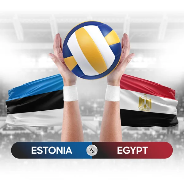 Estonia vs Egypt national teams volleyball volley ball match competition concept.