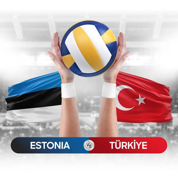 Estland Turkiye Nationalmannschaften Spielkonzept Für Volleyball Wettkämpfe — Stockfoto