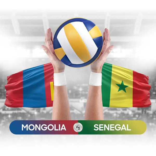 Moğolistan, Senegal milli takımlarına karşı voleybol voleybol topu yarışma konsepti.